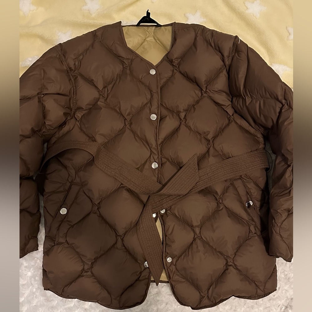 Rag and Bone Rudy liner down quilted jacket in dark brown
